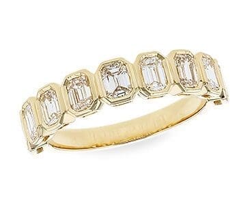 Emerald Cut Diamond Bezel Band - 14k yellow gold 1.35cttw diamonds